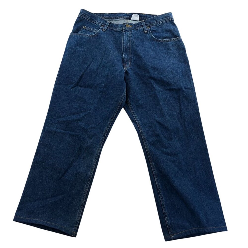 Key Men Jeans Size 38x30 Blue Denim Classic Straight Leg Casual Pockets Workwear